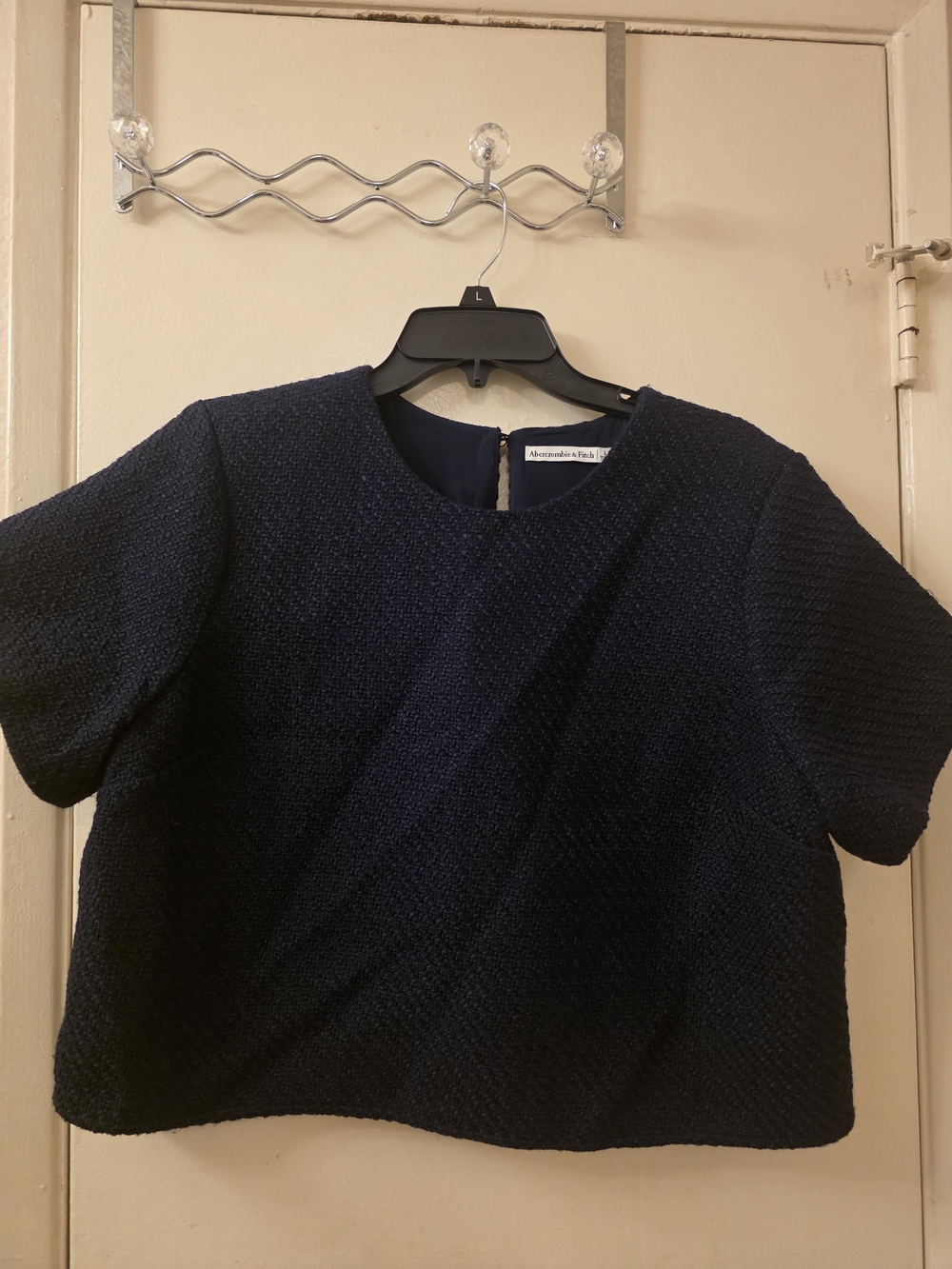 Abercrombie & Fitch Navy Textured Crop Top
